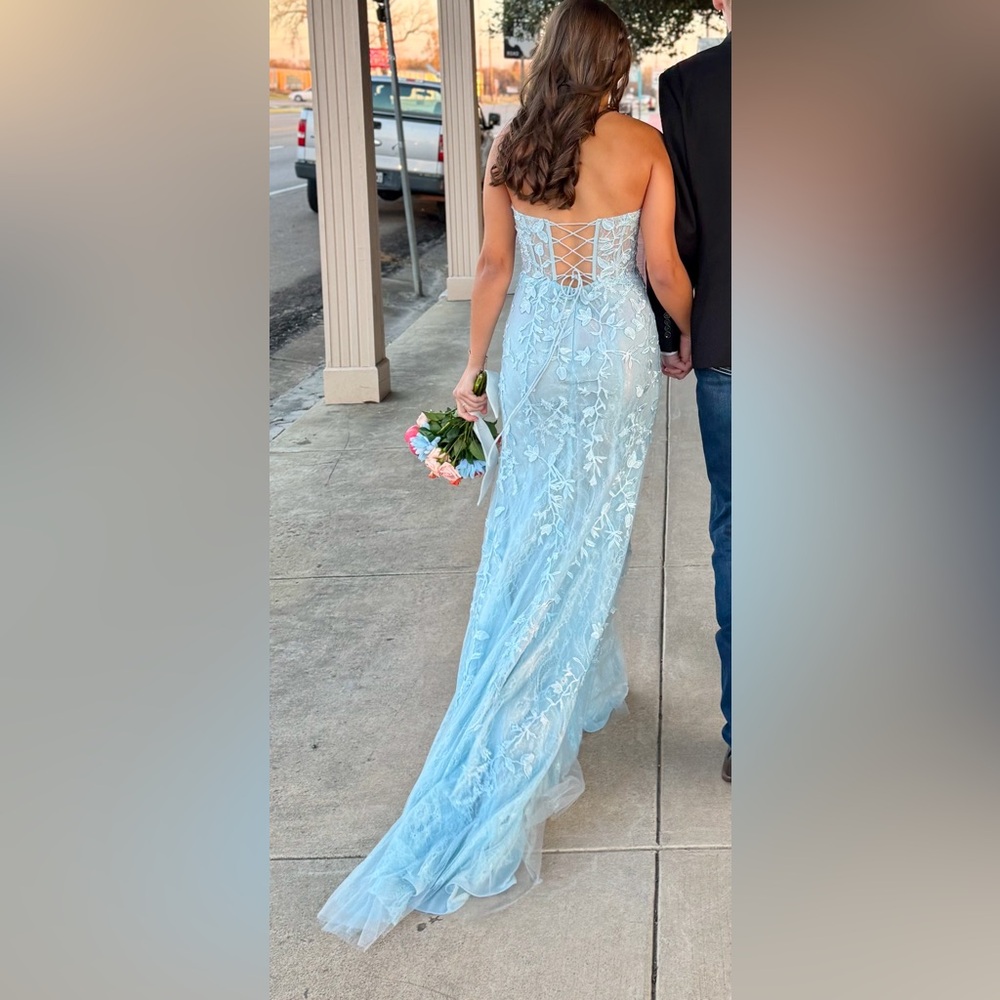 Mock Sherri Hill Baby Blue prom dress, size 0, worn once no imperfections - Picture 2 of 4